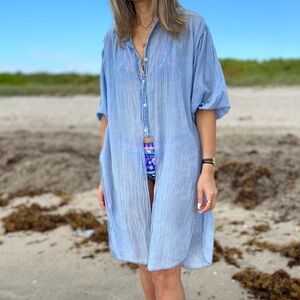 Made in Italy 100% Cotton Button Down Tunic Dress -